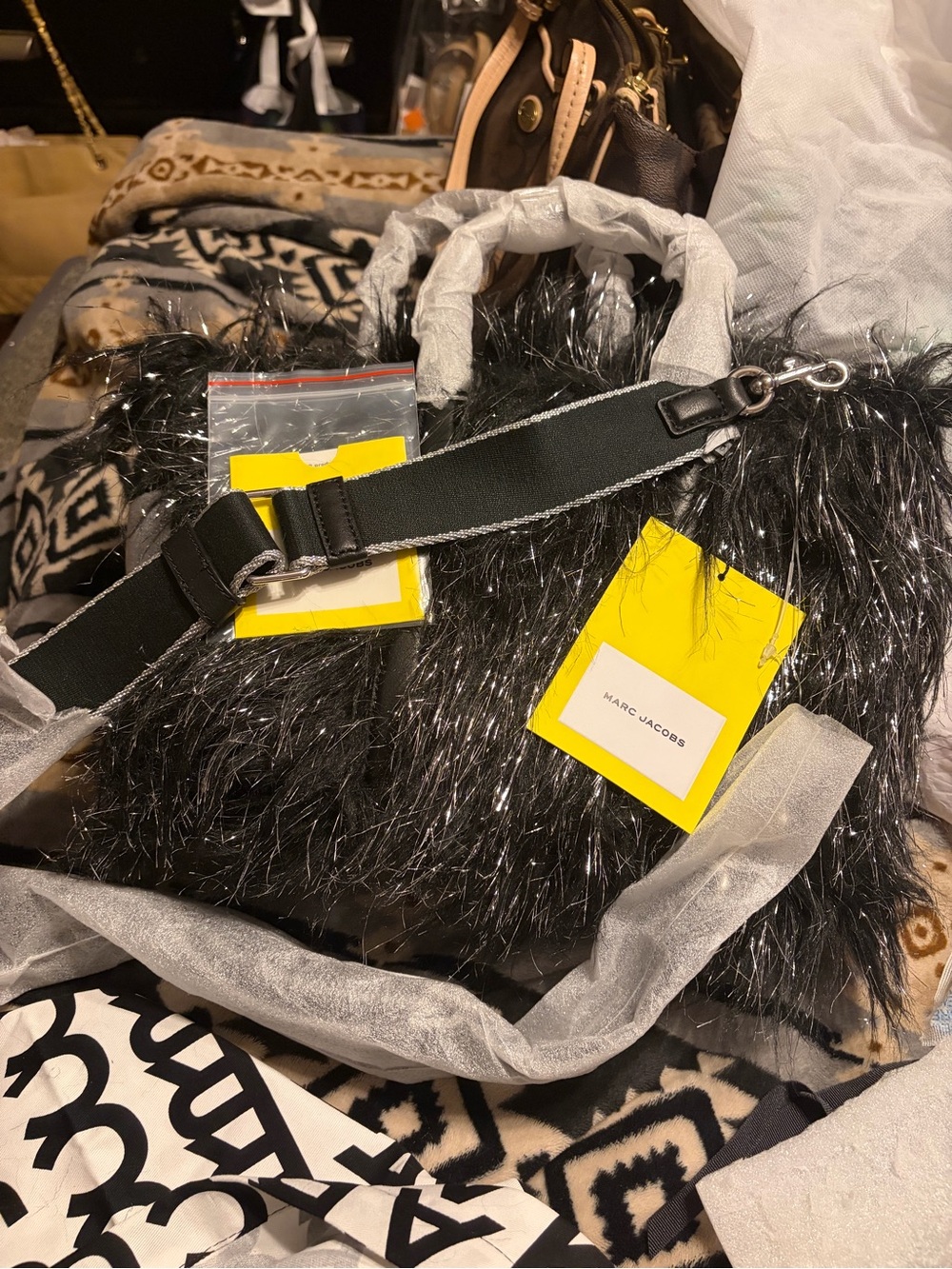 Marc Jacob’s NWT Faux Fur and Leather “Creature Tote with Shimmer - Picture 4 of 15